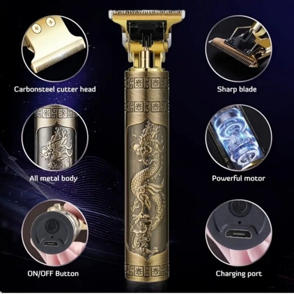 Electric Men's Zero Gap Hair Clipper USB Rechargeable Dragon Razor. - Picture 2 of 6